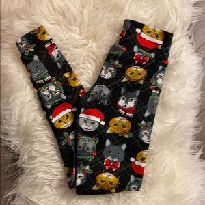 Christmas Cat Fleece Lined Leggings